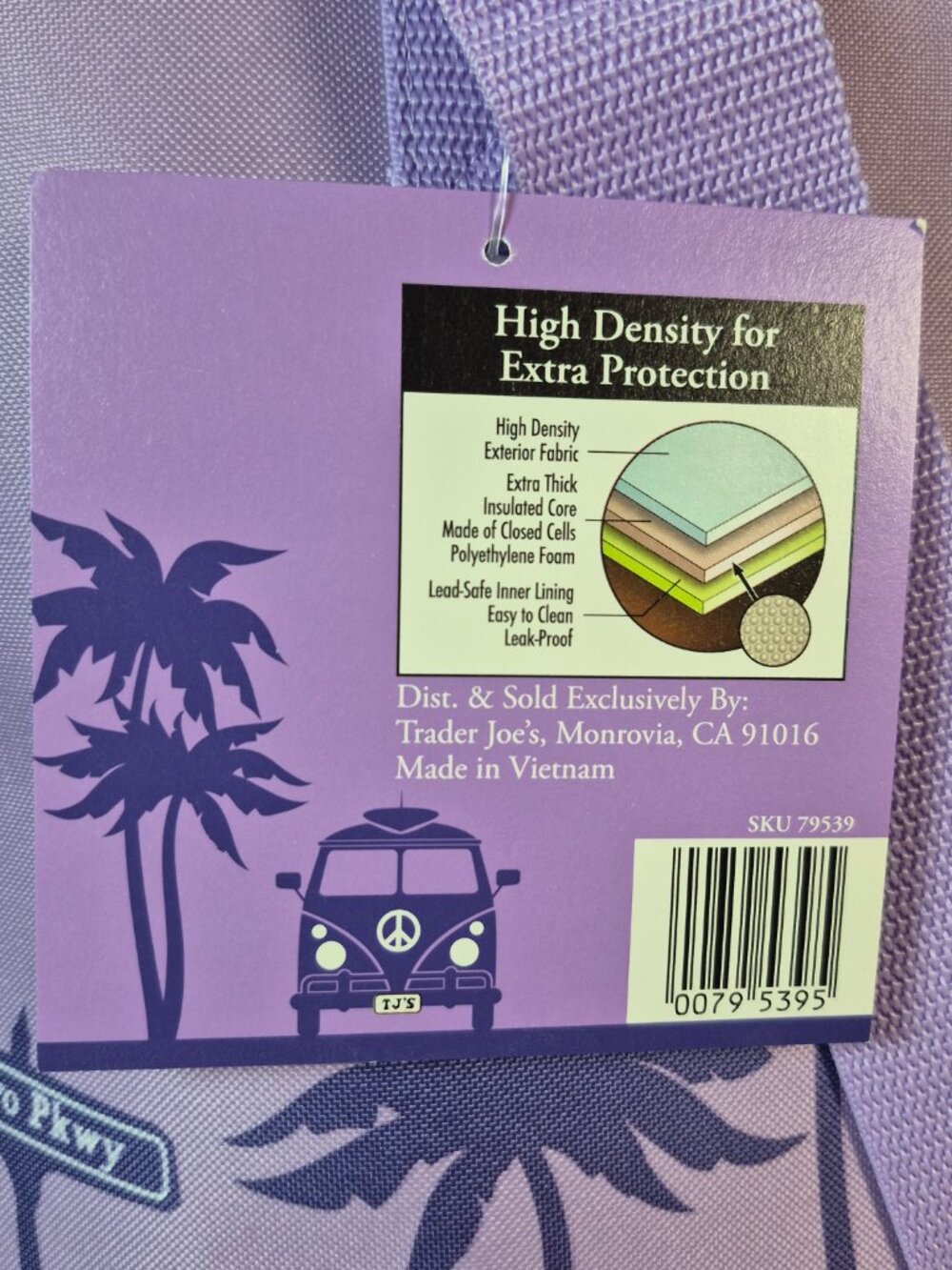 Trader Joes Purple Large Insulated Reusable Grocery Bag Zippered Tote - Picture 7 of 11